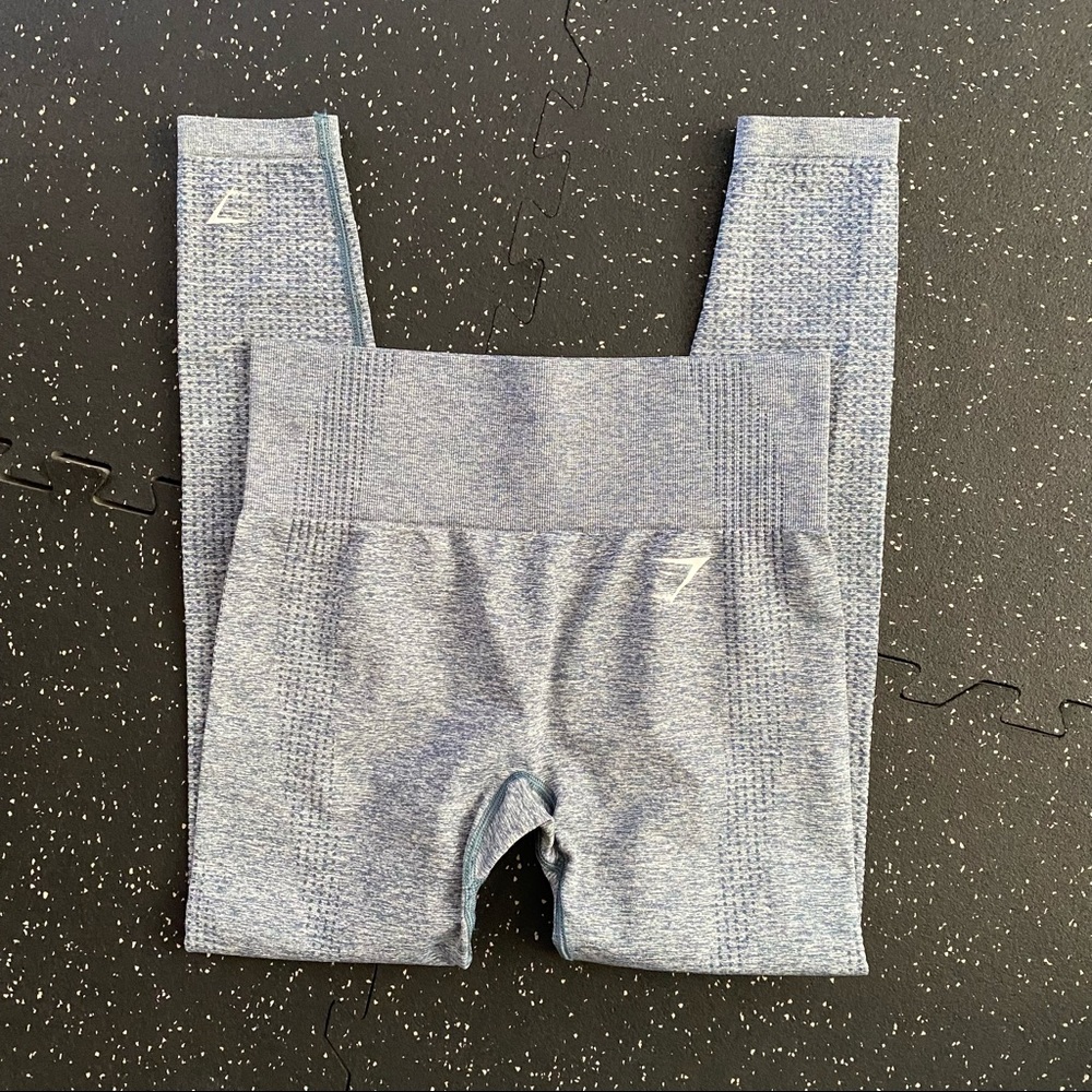 GYMSHARK turquoise blue marle seamless leggings size SMALL*